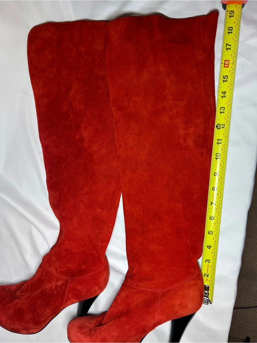 Red Suede Over The Knee Stiletto Heel Boots Women’s Tall Statement Boots sz 8